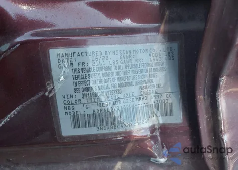 2022 Nissan Sentra Sv Xtronic Cvt z USA, uszkodzony, nr VIN 3N1AB8CVXNY292230